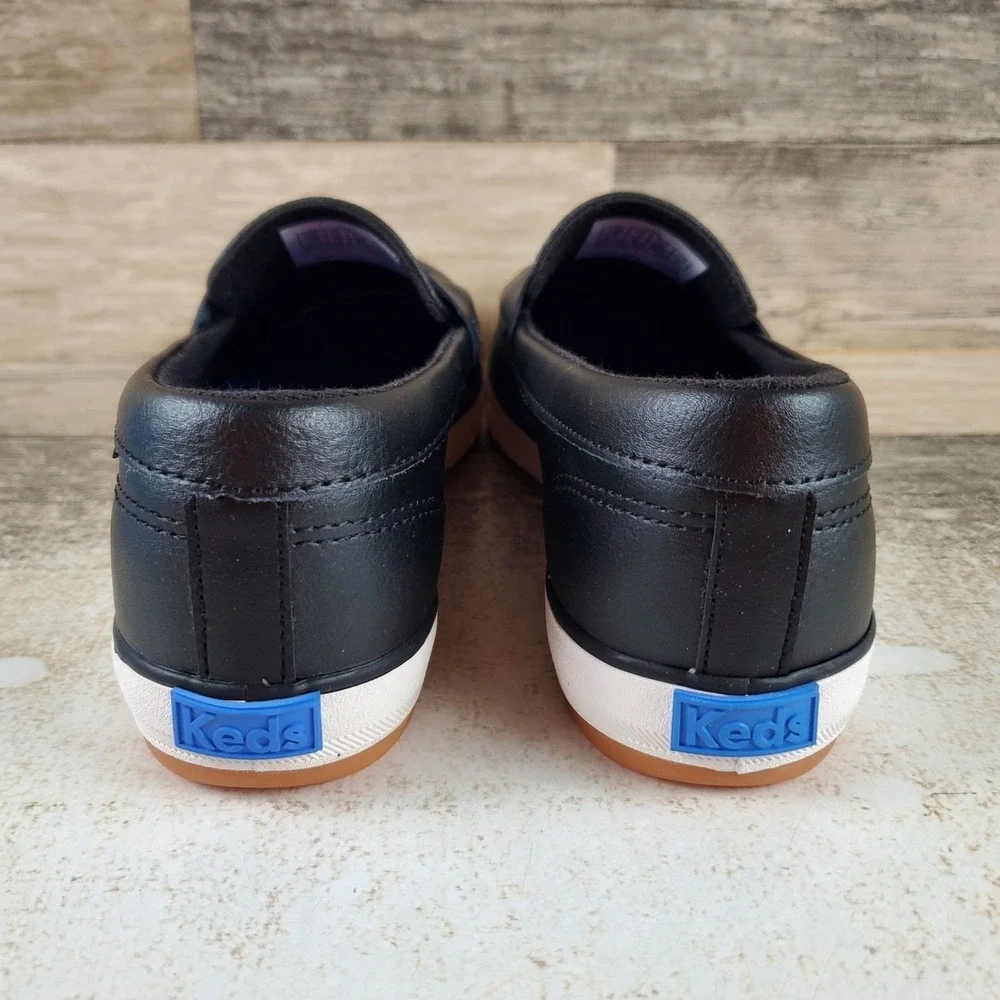 Keds Center III Womens Loafer‎ Shoes 7.5 M Black Leather Round Toe Slip On